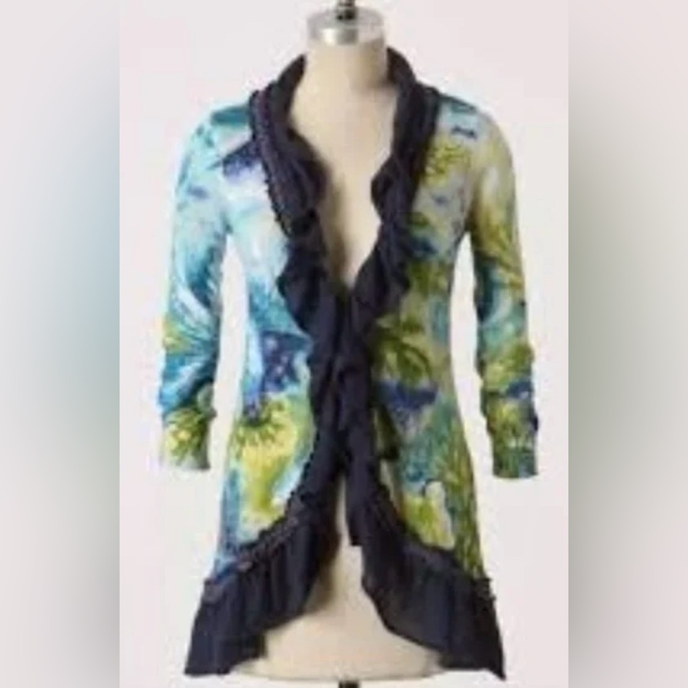 Anthropologie Guinevere tropical waters billowing lightweight sweater large